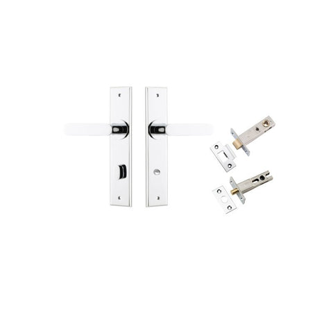 IVER Bronte Door Lever Handle On Chamfered Backplate | Separate Privacy Kit | 7 Finishes - Polished Chrome