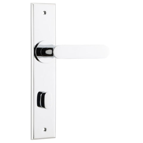 IVER Bronte Door Lever Handle On Chamfered Backplate | Privacy Lever Set Only | 7 Finishes - Polished Chrome