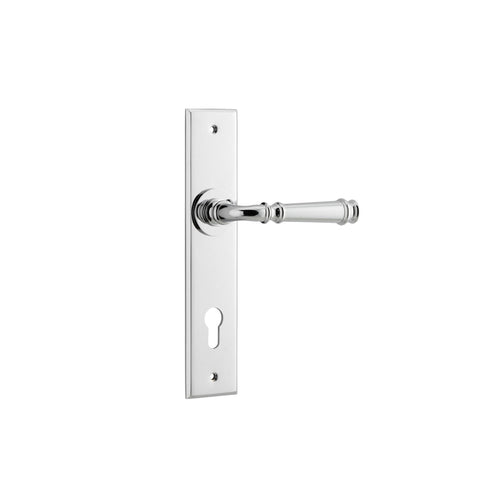 IVER Verona Door Lever Handle On Chamfered Backplate | Entrance Lever Set Only | 9 Finishes - Polished Chrome