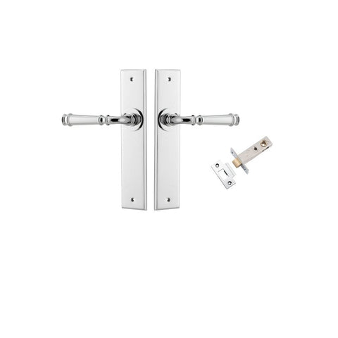 IVER Verona Door Lever Handle On Chamfered Backplate | Passage Kit | 9 Finishes - Polished Chrome