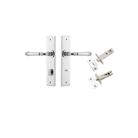 IVER Verona Door Lever Handle On Chamfered Backplate | Separate Privacy Kit | 9 Finishes - Polished Chrome