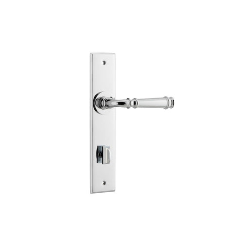 IVER Verona Door Lever Handle On Chamfered Backplate | Privacy Lever Set Only | 9 Finishes - Polished Chrome