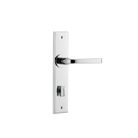 IVER Annecy Door Lever Handle On Chamfered Backplate | Privacy Lever Set Only | 9 Finishes - Polished Chrome
