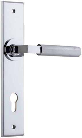 IVER Brunswick Door Lever Handle On Chamfered Backplate | Entrance Lever Set Only | 6 Finishes - Polished Chrome