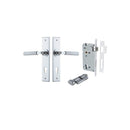 IVER Brunswick Door Lever Handle On Chamfered Backplate | Entrance Kit (Key/Thumb) | 6 Finishes - Polished Chrome
