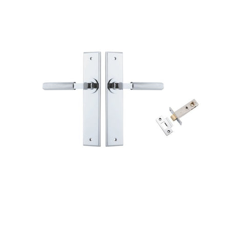 IVER Brunswick Door Lever Handle On Chamfered Backplate | Passage Kit | 6 Finishes - Polished Chrome