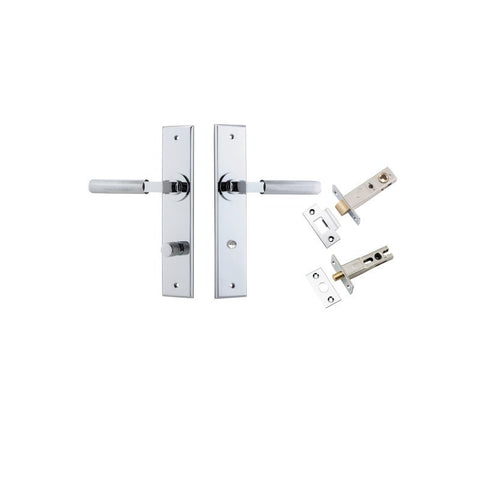 IVER Brunswick Door Lever Handle On Chamfered Backplate | Separate Privacy Kit | 6 Finishes - Polished Chrome