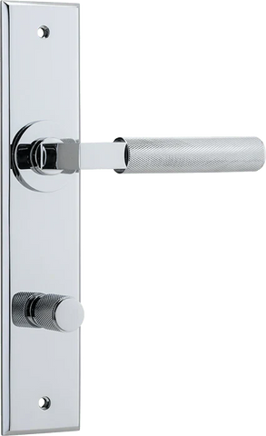 IVER Brunswick Door Lever Handle On Chamfered Backplate | Privacy Lever Set Only | 6 Finishes - Polished Chrome