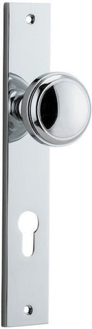 IVER Paddington Door Knob On Rectangular Backplate | Entrance Lever Set Only | 9 Finishes - Polished Chrome