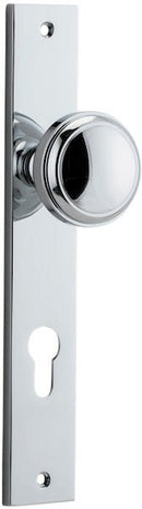 IVER Paddington Door Knob On Rectangular Backplate | Entrance Lever Set Only | 9 Finishes - Polished Chrome