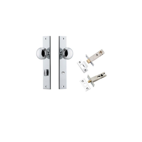 IVER Paddington Door Knob On Rectangular Backplate | Separate Privacy Kit | 9 Finishes - Polished Chrome