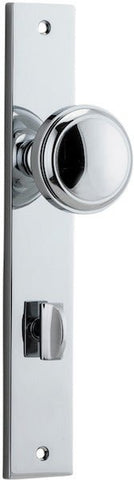 IVER Paddington Door Knob On Rectangular Backplate | Privacy Lever Set Only | 9 Finishes - Polished Chrome