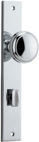 IVER Paddington Door Knob On Rectangular Backplate | Privacy Lever Set Only | 9 Finishes - Polished Chrome