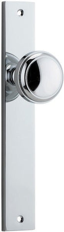IVER Paddington Door Knob On Rectangular Backplate | Passage Lever Set Only | 9 Finishes - Polished Chrome