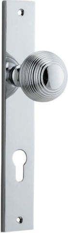 IVER Guildford Door Knob On Rectangular Backplate | Entrance Lever Set Only | 9 Finishes - Polished Chrome