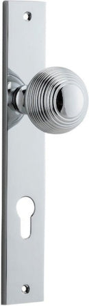 IVER Guildford Door Knob On Rectangular Backplate | Entrance Lever Set Only | 9 Finishes - Polished Chrome