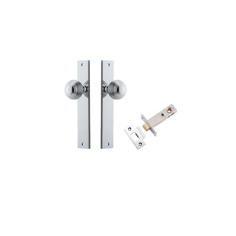 IVER Guildford Door Knob On Rectangular Backplate | Passage Kit | 9 Finishes - Polished Chrome