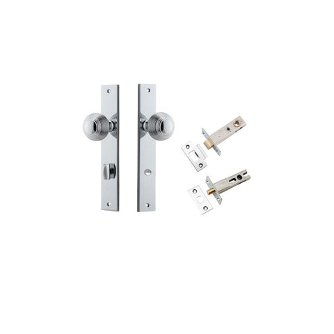 IVER Guildford Door Knob On Rectangular Backplate | Separate Privacy Kit | 9 Finishes - Polished Chrome