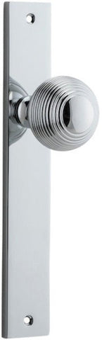 IVER Guildford Door Knob On Rectangular Backplate | Passage Lever Set Only | 9 Finishes - Polished Chrome