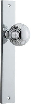 IVER Guildford Door Knob On Rectangular Backplate | Passage Lever Set Only | 9 Finishes - Polished Chrome