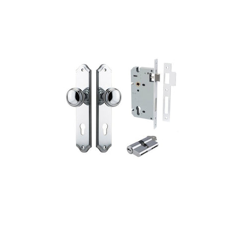 IVER Paddington Door Knob On Shouldered Backplate | Entrance Kit (Key/Key) | 9 Finishes - Polished Chrome