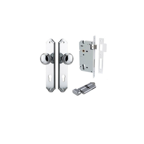 IVER Paddington Door Knob On Shouldered Backplate | Entrance Kit (Key/Thumb) | 9 Finishes - Polished Chrome