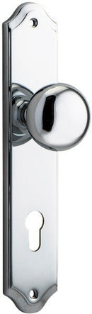 IVER Cambridge Door Knob On Shouldered Backplate | Entrance Lever Set Only | 9 Finishes - Polished Chrome