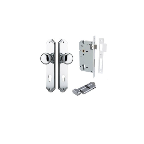 IVER Cambridge Door Knob On Shouldered Backplate | Entrance Kit (Key/Thumb) | 9 Finishes - Polished Chrome