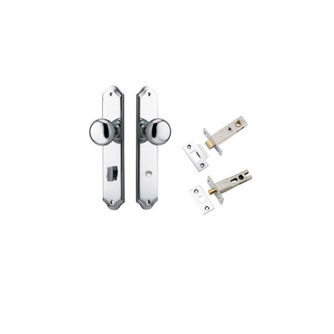 IVER Cambridge Door Knob On Shouldered Backplate | Separate Privacy Kit | 9 Finishes - Polished Chrome