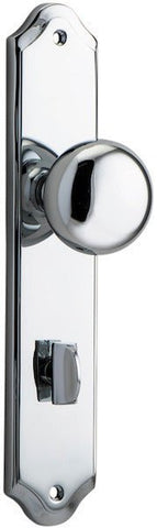 IVER Cambridge Door Knob On Shouldered Backplate | Privacy Lever Set Only | 9 Finishes - Polished Chrome