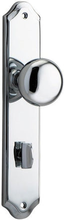 IVER Cambridge Door Knob On Shouldered Backplate | Privacy Lever Set Only | 9 Finishes - Polished Chrome