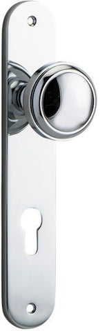 IVER Paddington Door Knob On Oval Backplate | Entrance Lever Set Only | 9 Finishes - Polished Chrome