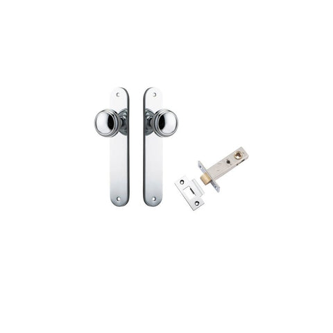 IVER Paddington Door Knob On Oval Backplate | Passage Kit | 9 Finishes - Polished Chrome