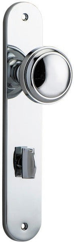 IVER Paddington Door Knob On Oval Backplate | Privacy Lever Set Only | 9 Finishes - Polished Chrome