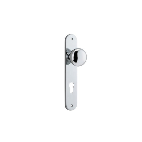 IVER Cambridge Door Knob On Oval Backplate | Entrance Lever Set Only | 9 Finishes - Polished Chrome