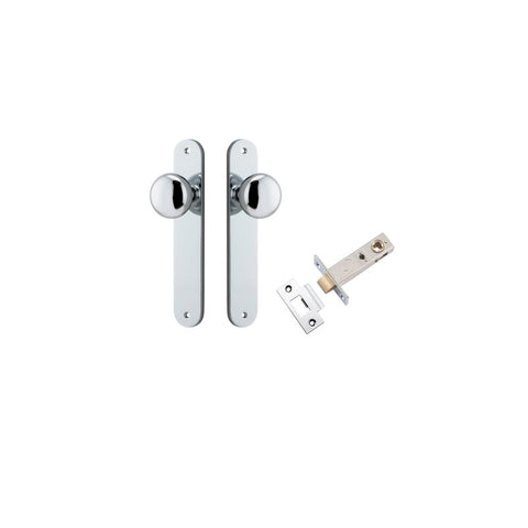 IVER Cambridge Door Knob On Oval Backplate | Passage Kit | 9 Finishes - Polished Chrome