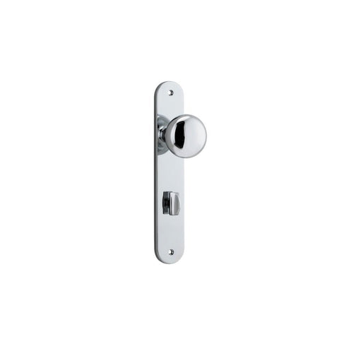 IVER Cambridge Door Knob On Oval Backplate | Privacy Lever Set Only | 9 Finishes - Polished Chrome