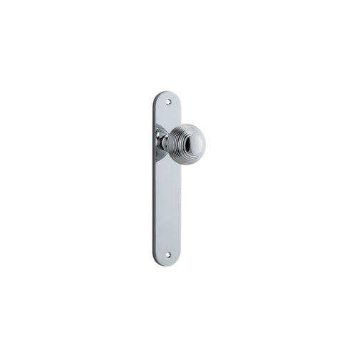 IVER Guildford Door Knob On Oval Backplate | Passage Lever Set Only | 9 Finishes - Polished Chrome
