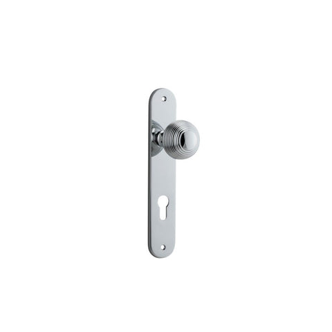 IVER Guildford Door Knob On Oval Backplate | Entrance Lever Set Only | 9 Finishes - Polished Chrome
