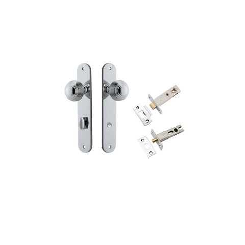IVER Guildford Door Knob On Oval Backplate | Separate Privacy Kit | 9 Finishes - Polished Chrome