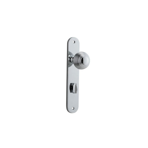 IVER Guildford Door Knob On Oval Backplate | Privacy Lever Set Only | 9 Finishes - Polished Chrome