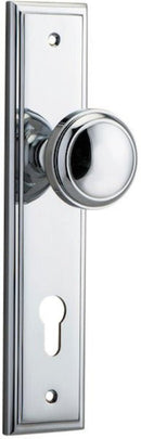 IVER Paddington Door Knob On Stepped Backplate | Entrance Lever Set Only | 9 Finishes - Polished Chrome