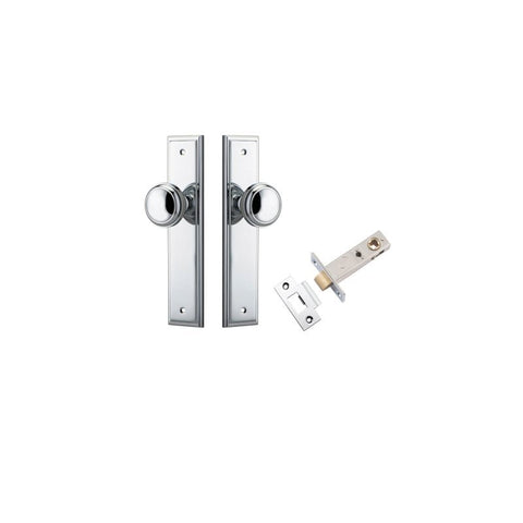 IVER Paddington Door Knob On Stepped Backplate | Passage Kit | 9 Finishes - Polished Chrome