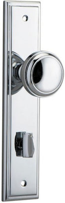 IVER Paddington Door Knob On Stepped Backplate | Privacy Lever Set Only | 9 Finishes - Polished Chrome