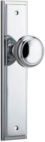 IVER Paddington Door Knob On Stepped Backplate | Passage Lever Set Only | 9 Finishes - Polished Chrome
