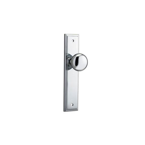 IVER Cambridge Door Knob On Stepped Backplate | Passage Lever Set Only | 9 Finishes - Polished Chrome