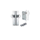 IVER Cambridge Door Knob On Stepped Backplate | Entrance Kit (Key/Thumb) | 9 Finishes - Polished Chrome