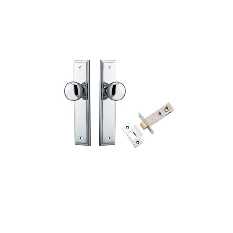 IVER Cambridge Door Knob On Stepped Backplate | Passage Kit | 9 Finishes - Polished Chrome