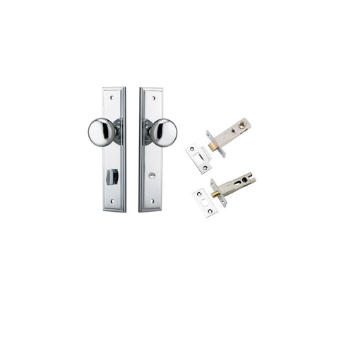 IVER Cambridge Door Knob On Stepped Backplate | Separate Privacy Kit | 9 Finishes - Polished Chrome