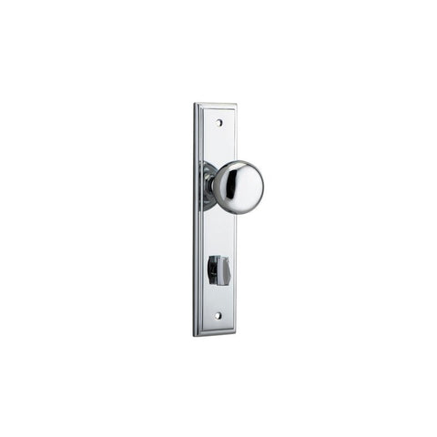IVER Cambridge Door Knob On Stepped Backplate | Privacy Lever Set Only | 9 Finishes - Polished Chrome